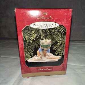 What A Deal 1997 Hallmark Christmas Ornament Card Dealer Mouse NEW